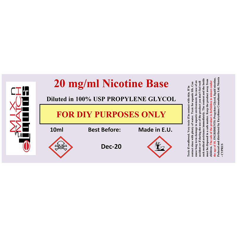 100ml Nikotin på 50 mg / ml konsentrasjon i PG 100ml Nikotin på 50 mg / ml konsentrasjon i PG
